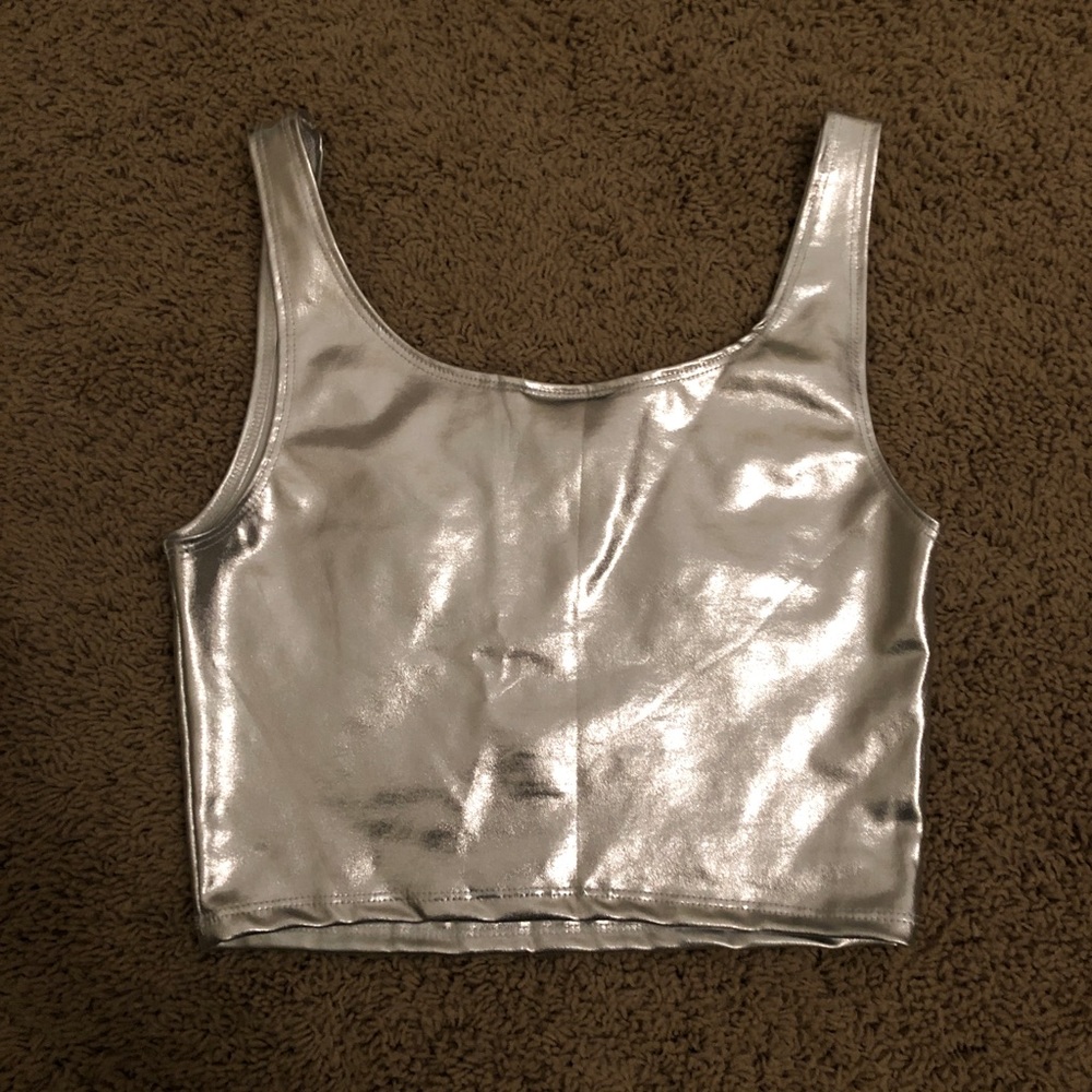 Silver Cropped Tank Top